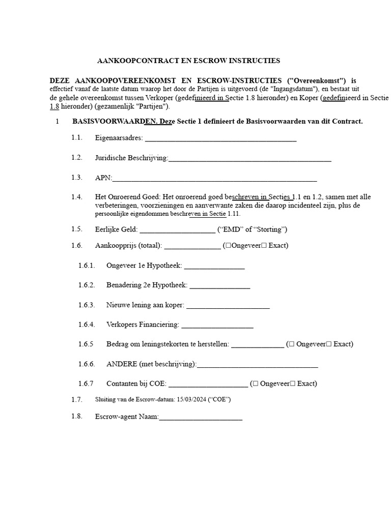 Aankoop - en Verkoopovereenkomst v2 | PDF