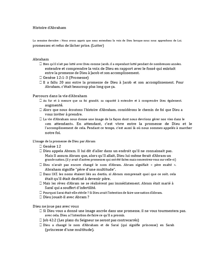 Le parcours de foi d'Abraham et ses promesses | PDF | Abraham | Sarah
