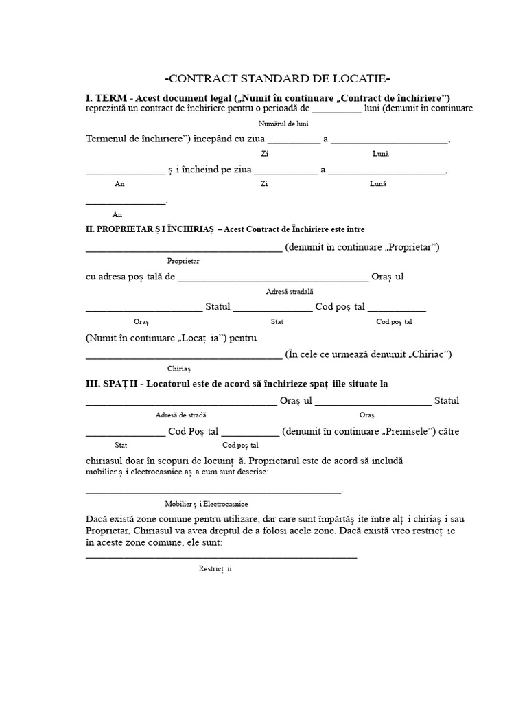 Formular Standard de Contract de Închiriere Din New Jersey | PDF