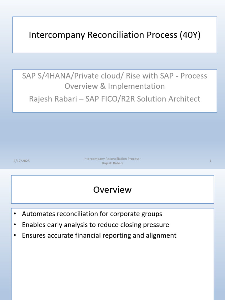 Intercompany Reconciliation Overview | PDF | Sales | Automation