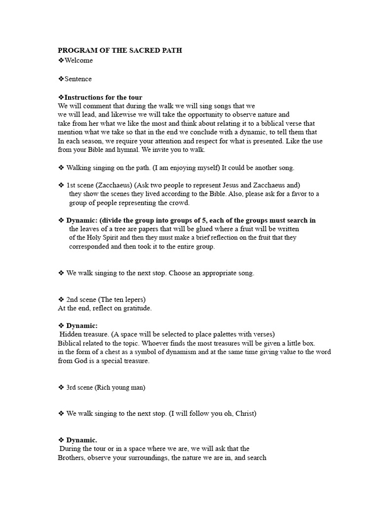 Sacred Path Program: Nature & Bible Walk | PDF