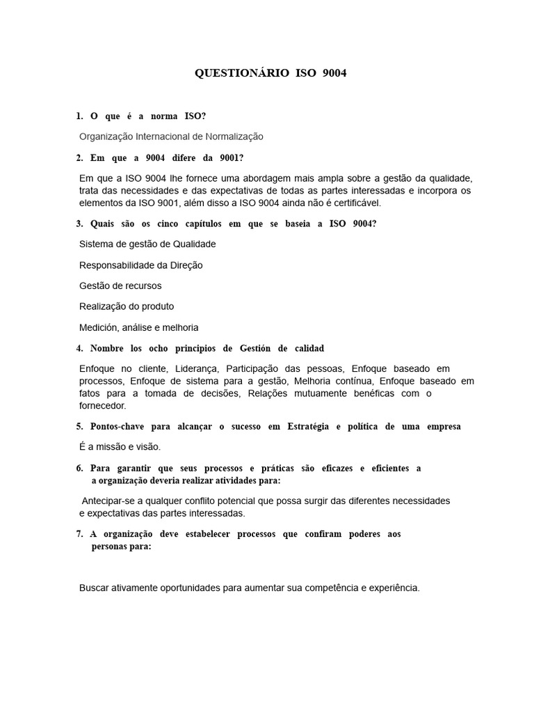 Guia Completo sobre ISO 9004 e Gestão da Qualidade | PDF | Gestão de ...