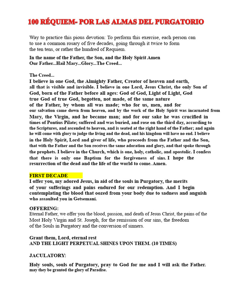 Rosary Devotion for Souls in Purgatory | PDF | Purgatory | God The Father