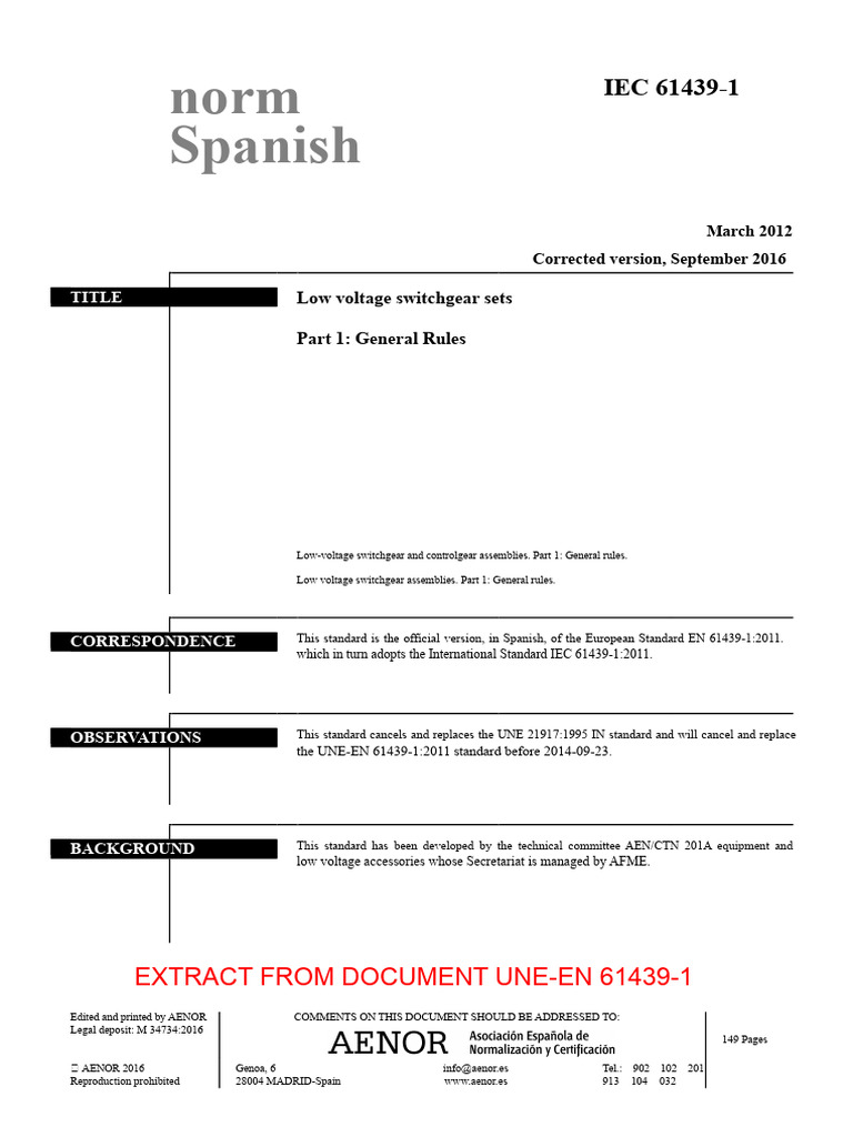 IEC 61439-1: Low Voltage Switchgear | PDF | Electromagnetic