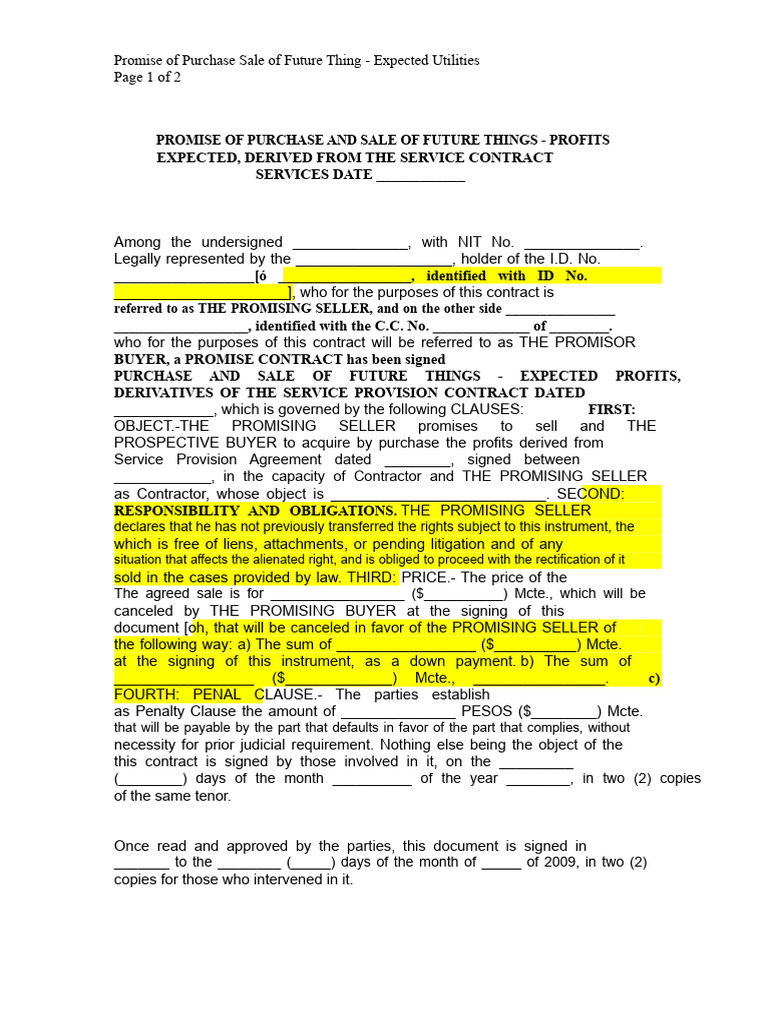 Future Sale Agreement for Expected Profits | PDF | Sales | Common Law