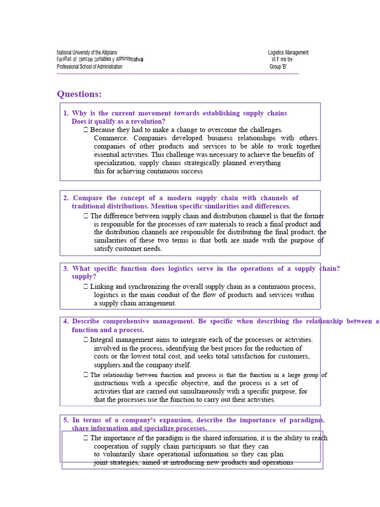 Questions - 21st Century Supply Chain | PDF | Supply Chain | Inventory