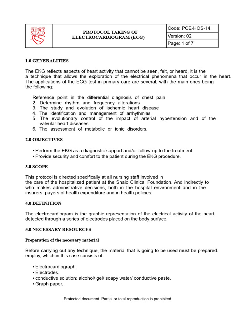 ECG Protocol for Nursing Staff | PDF | Electrocardiography | Heart
