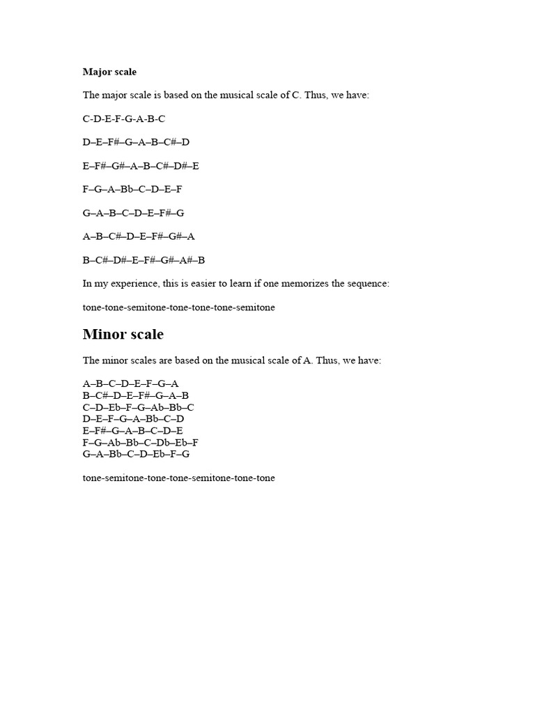Comprehensive Guide to Musical Scales and Chords | PDF | Chord (Music ...