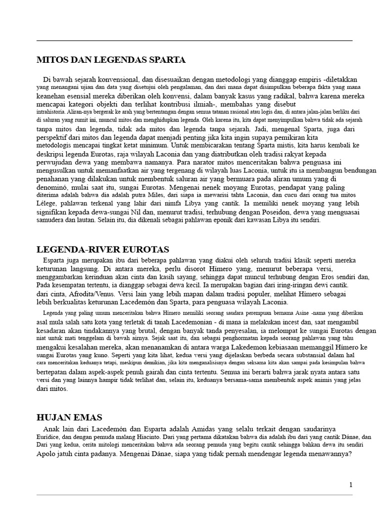 Mitos Dan Legenda Sparta | PDF