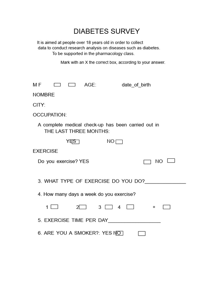 Diabetes Survey for Research Analysis | PDF