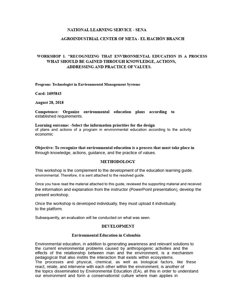 Environmental Education Workshop Overview | PDF | Natural Environment ...