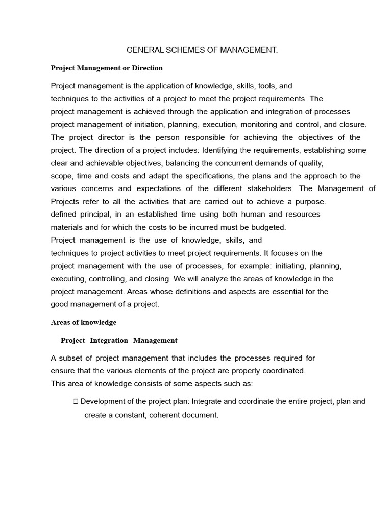 GENERAL SCHEMES OF MANAGEMENT. | PDF | Project Management | Risk