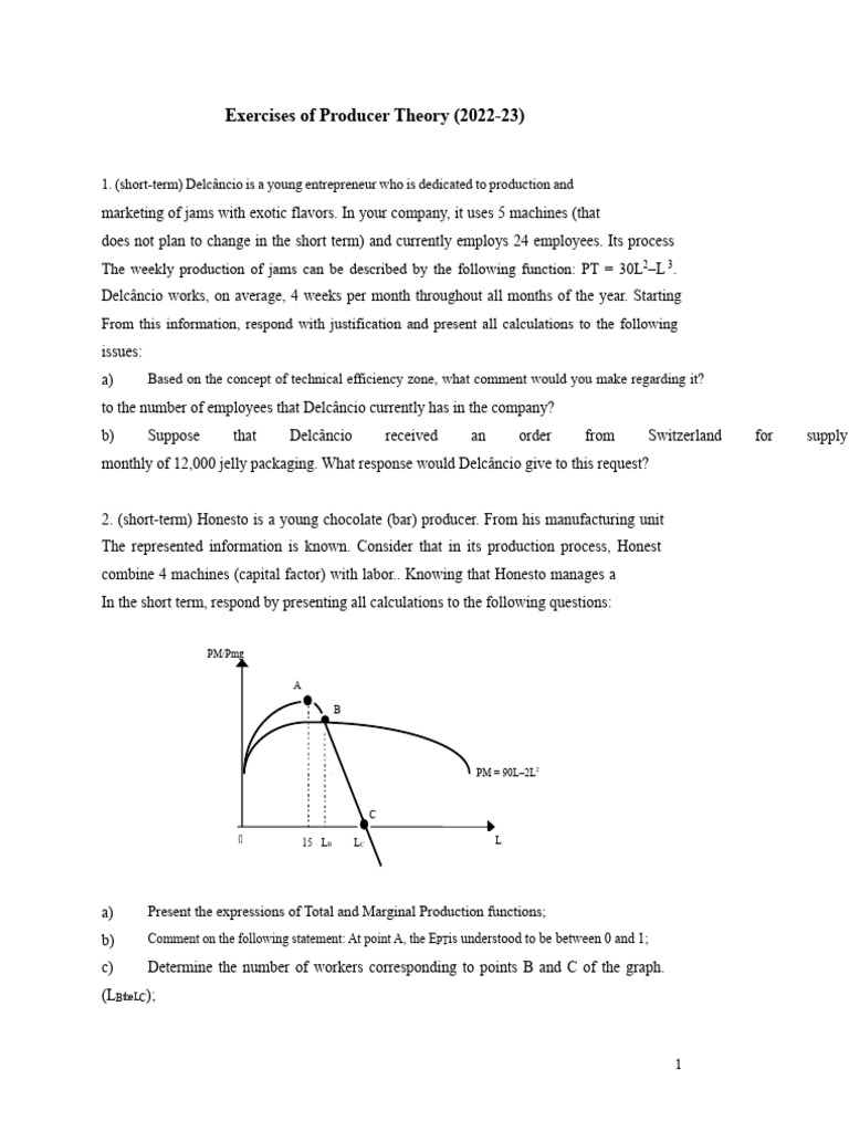 Producer Theory Exercises Overview | PDF | Production Function | Labour ...