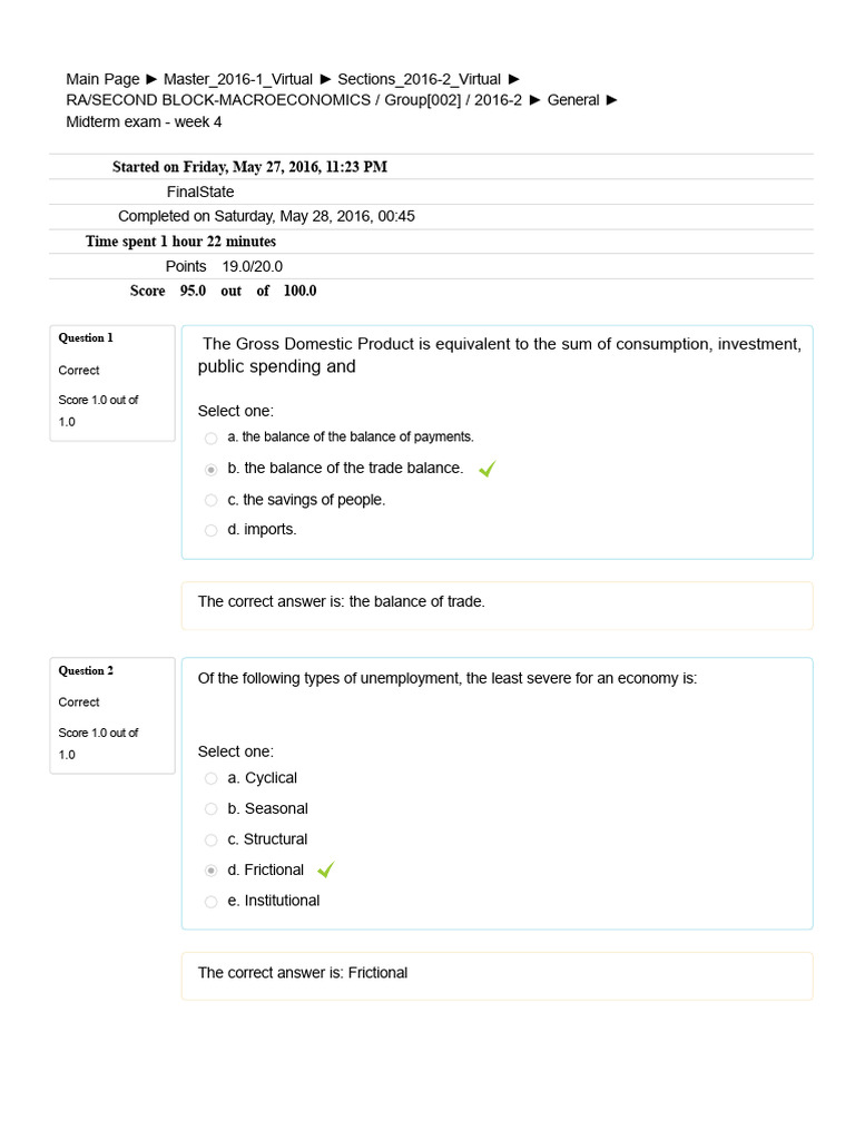 Macroeconomics Midterm Exam Week 4 | PDF | Gross Domestic Product | Consumption (Economics)