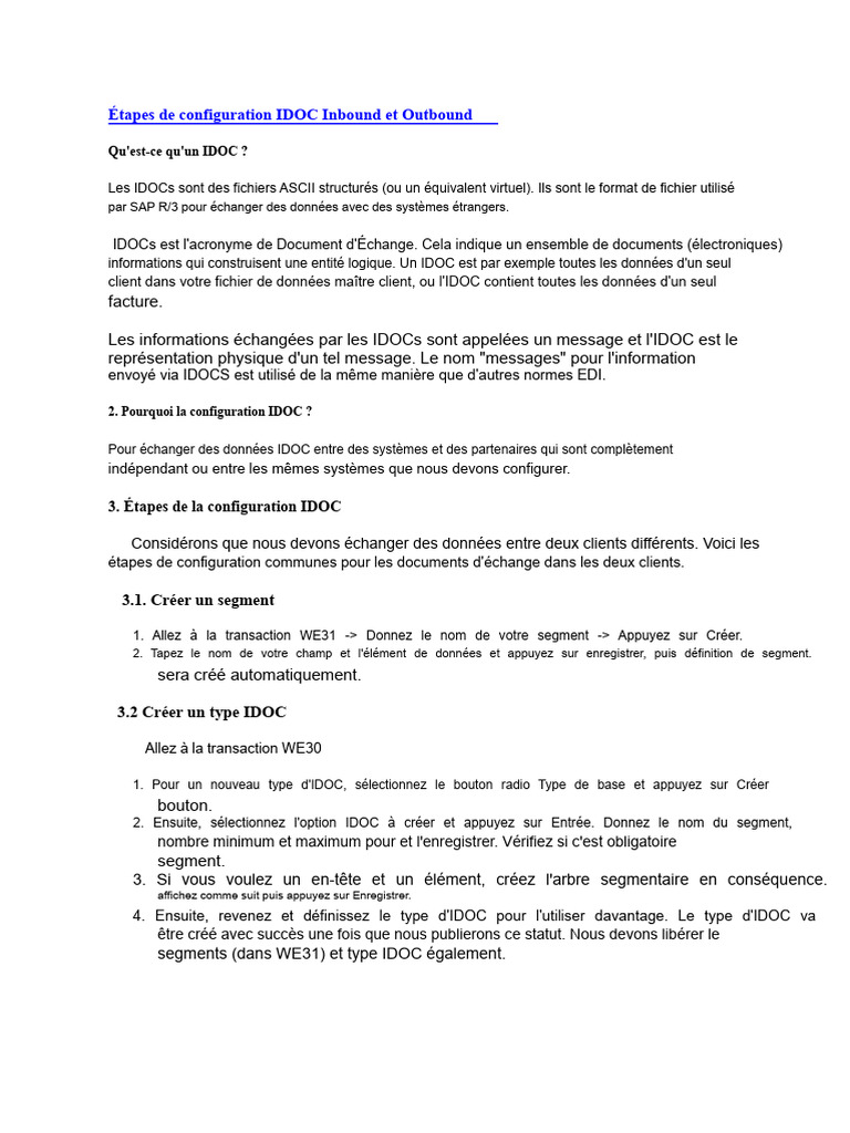 Configuration des IDOC Inbound et Outbound | PDF | Informatique