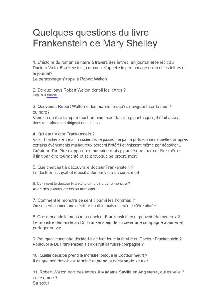 Le monstre de Frankenstein expliqué | PDF | Frankenstein