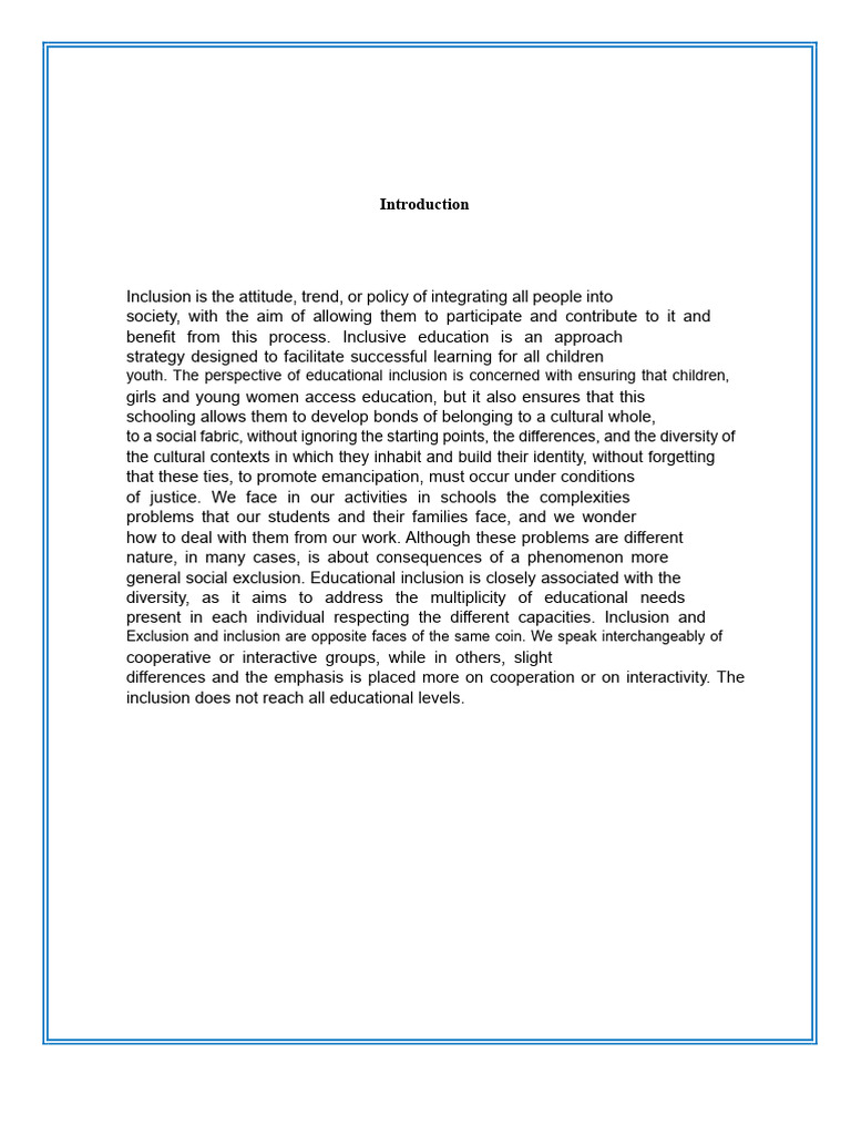 Inclusion and Cooperation | PDF | Social Exclusion | Inclusion (Education)