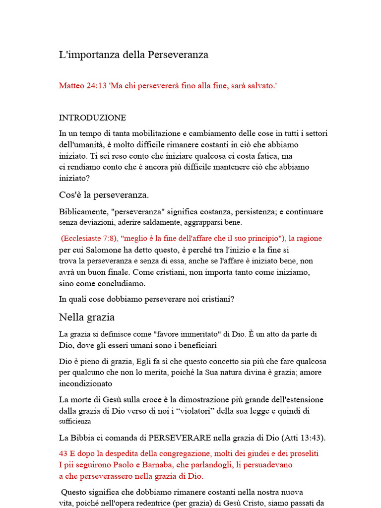 L'importanza Della Perseveranza | PDF