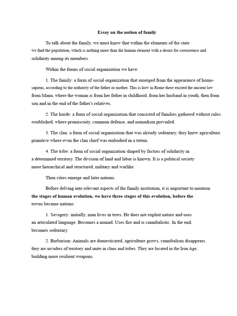 Essay Notion of Family. Anyelin. Gran Colombiano Polytechnic | PDF ...