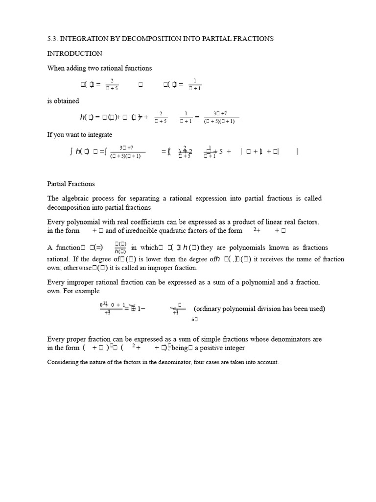 Theory of Integration by Decomposition Into Partial Fractions | PDF ...