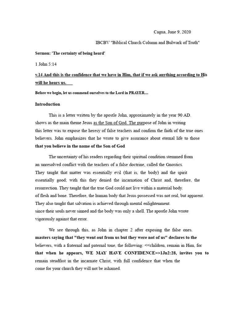 Certainty of Being Heard in Prayer | PDF | Jesus | Prayer