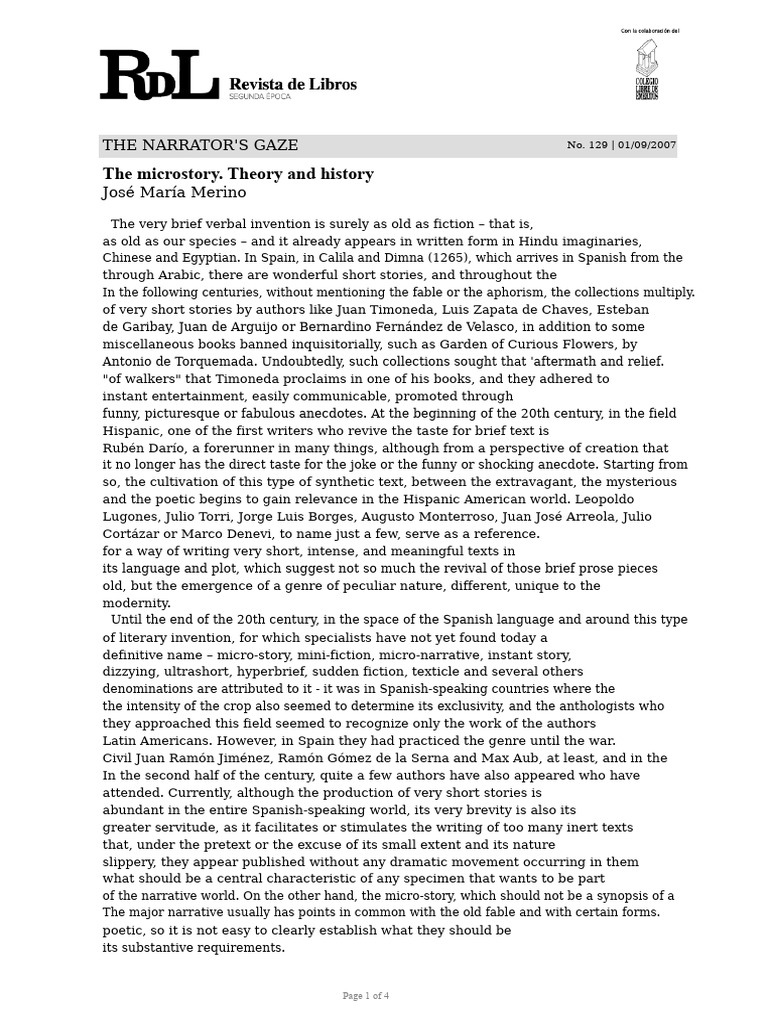 The Microstory: Theory and History | PDF | Narrative | Literary Theory