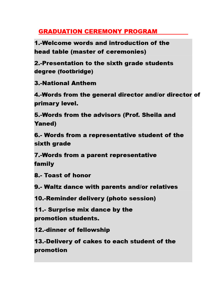 Graduation Ceremony Program | PDF