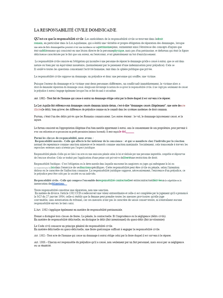 Comprendre la responsabilité civile en droit | PDF | Droit des ...