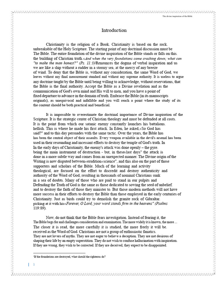 Divine Inspiration of the Bible Explained | PDF | Jesus | Revelation