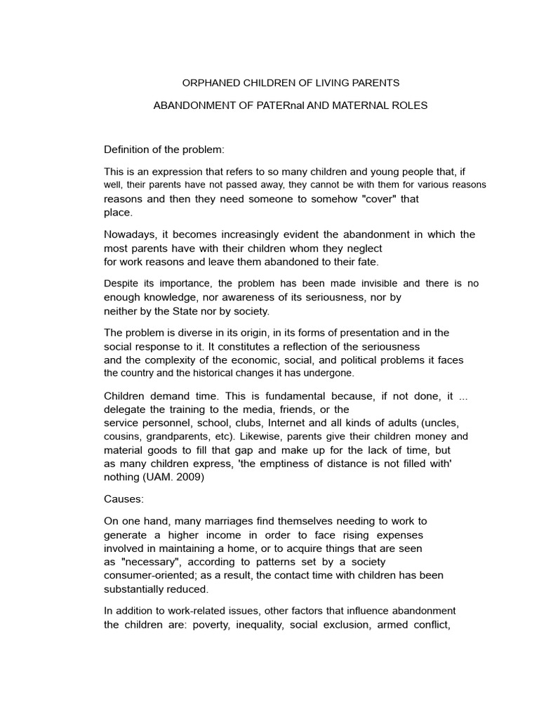 Impact of Parental Abandonment on Children | PDF | Substance Abuse ...