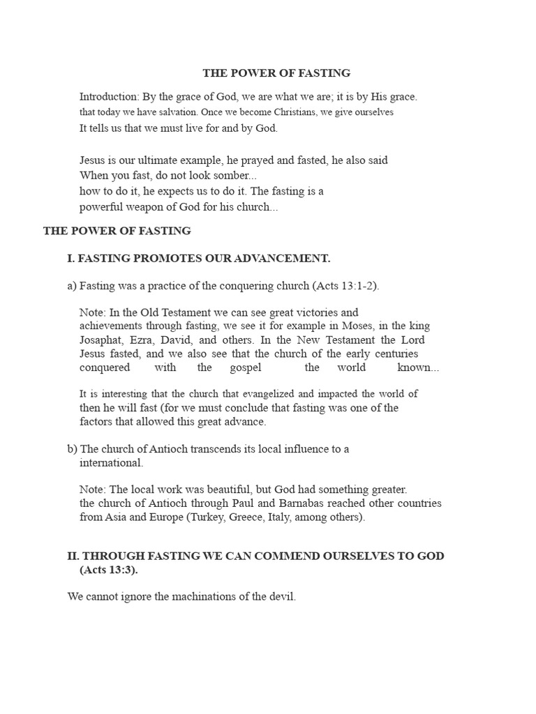 The Power of Fasting Outline | PDF | Acts Of The Apostles | Early ...