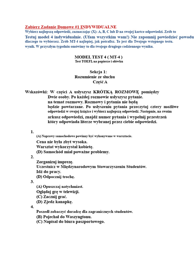 Model Test 4 (2003) | PDF