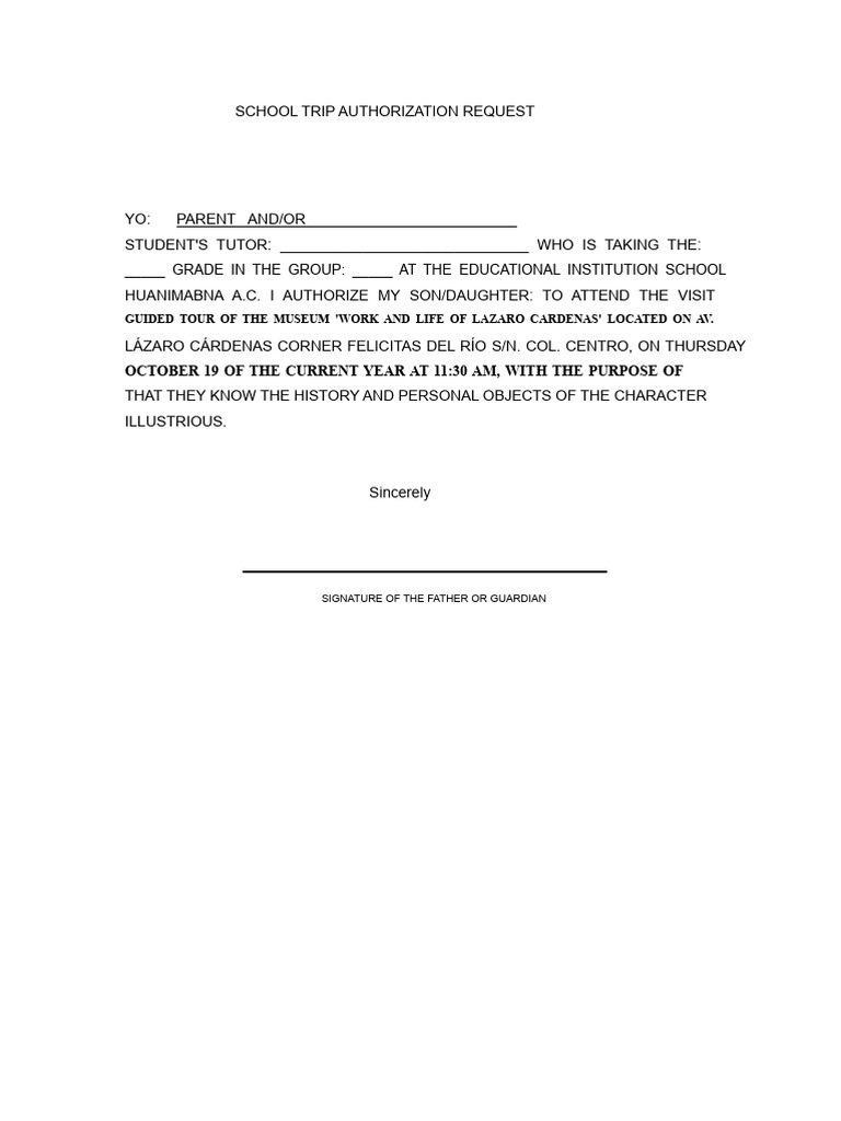 School Exit Authorization Request 2023 | PDF