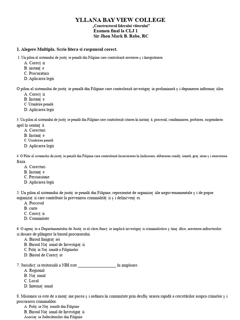 Examen Final CLJ 1 | PDF