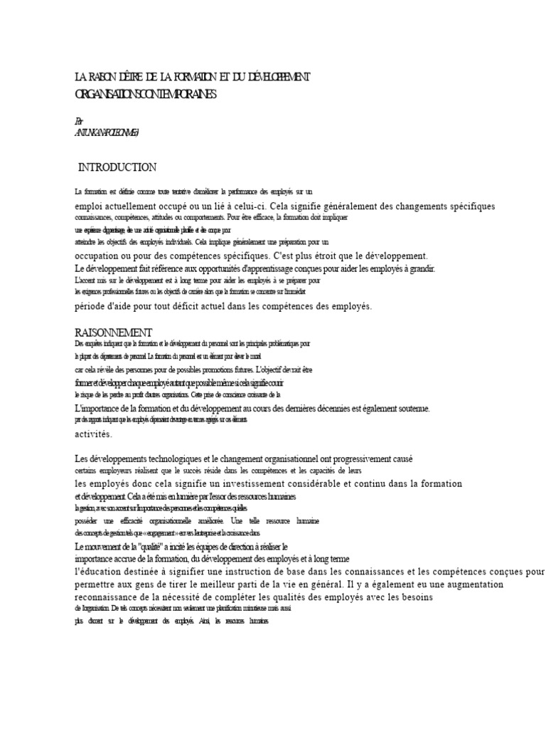 Importance de la formation en entreprise | PDF | Gestion des ressources ...