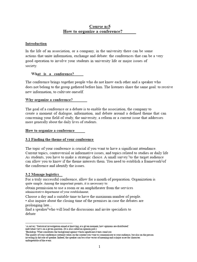 Guide to Organizing a Successful Conference | PDF