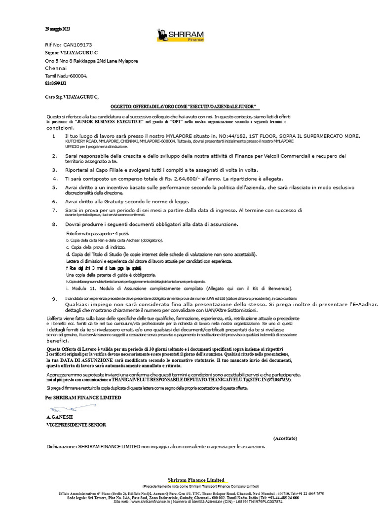 Lettera Di Offerta | PDF