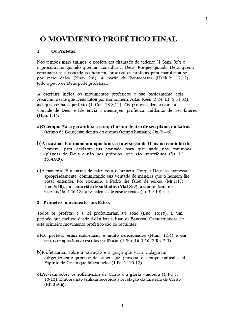 O Movimento Profético Final | PDF | Jesus | Presente espiritual