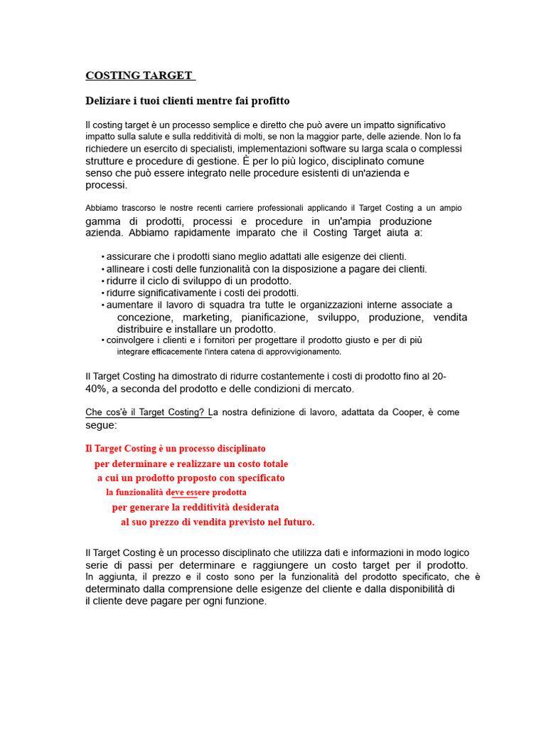 Costruzione Del Target | PDF