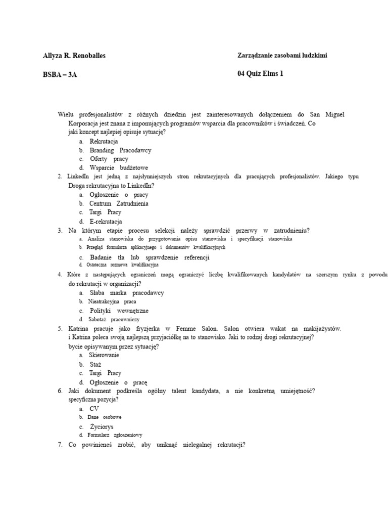 04 eLMS Test 1 ARG HRM ŚREDNI | PDF