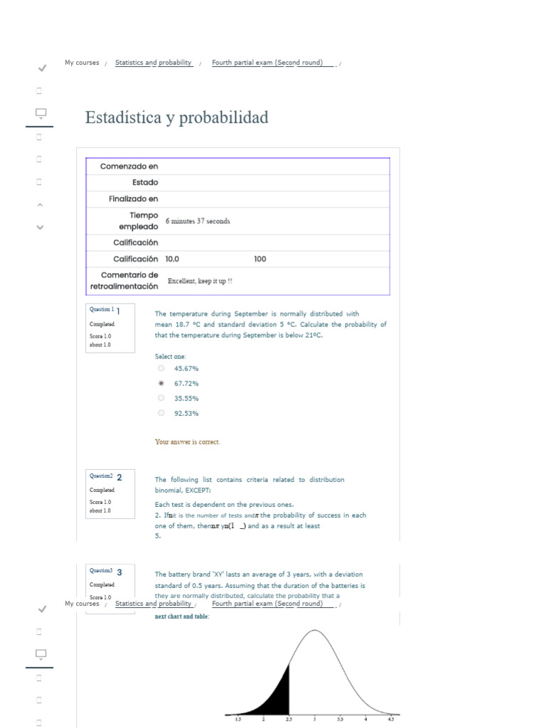 Statistics and Probability Exam Results | PDF | Normal Distribution ...