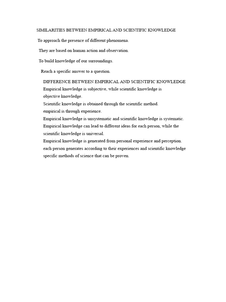 Similarities Between Empirical and Scientific Knowledge | PDF