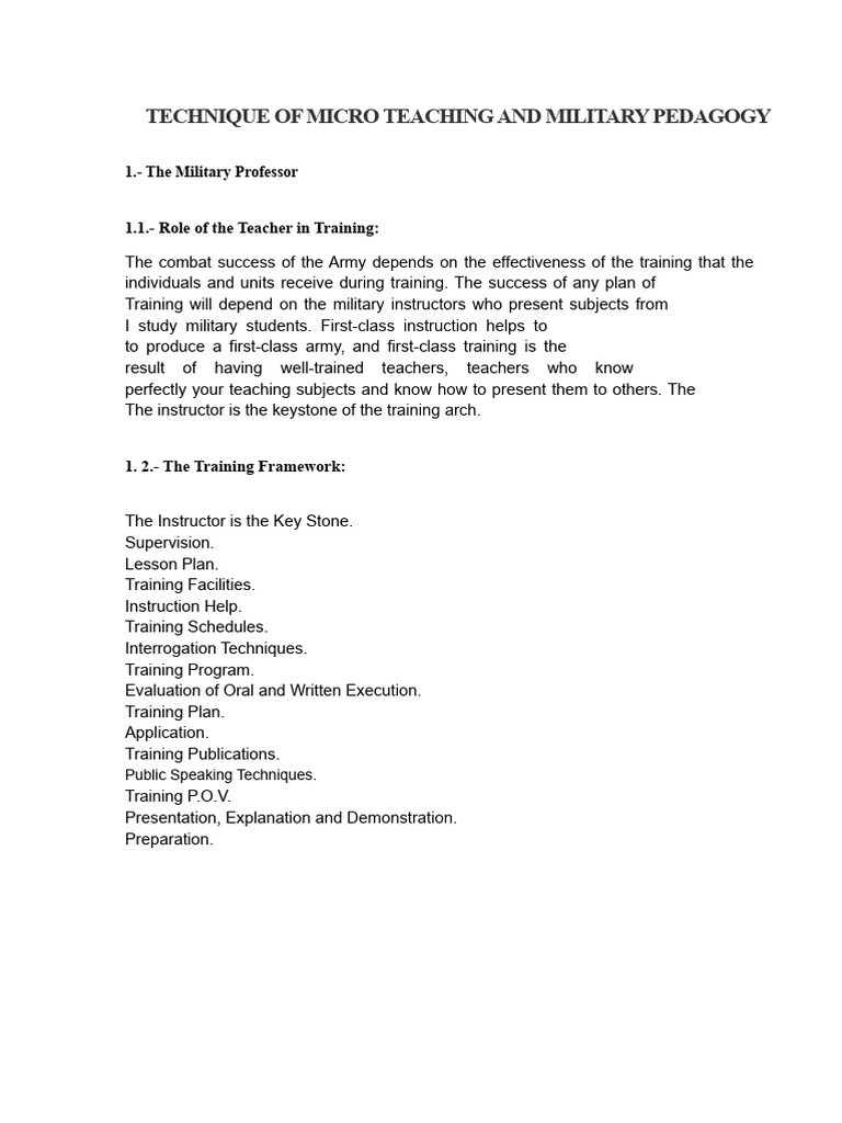 Micro Teaching Technique and Military Pedagogy | PDF | Learning | Knowledge