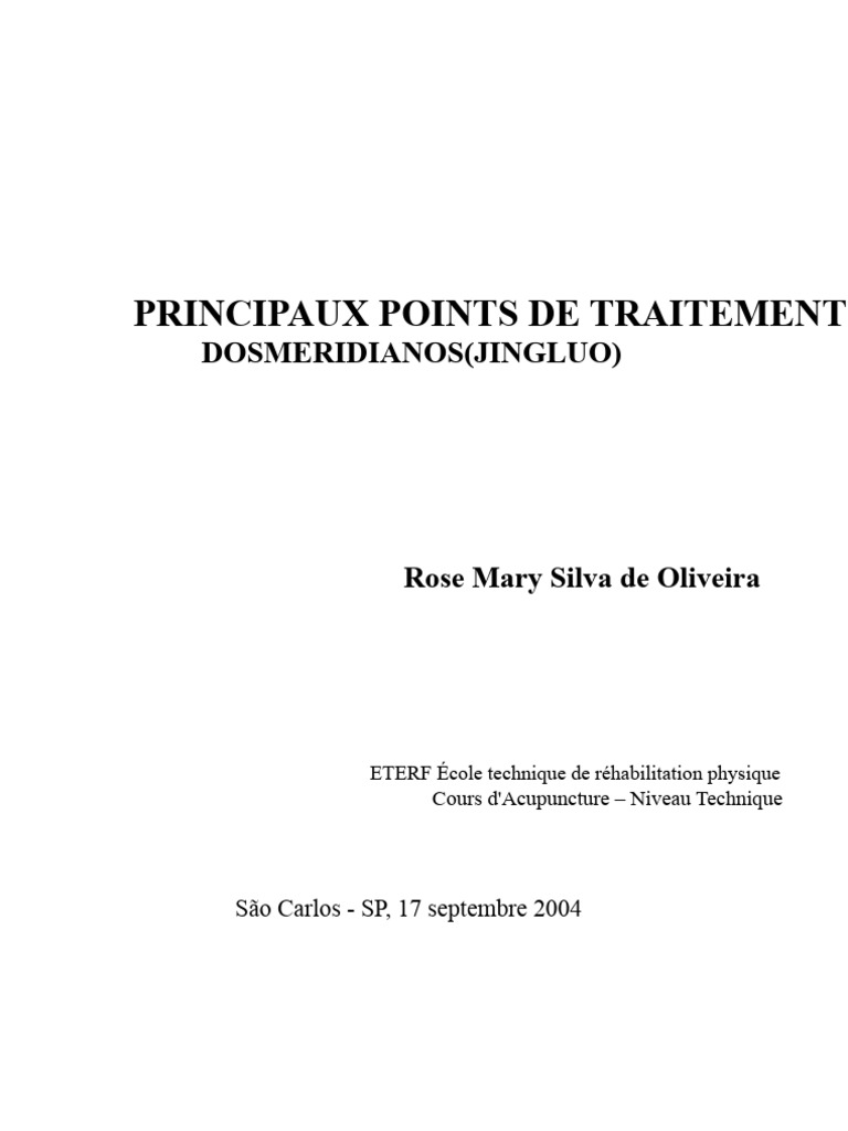 Points de traitement en acupuncture Jing Luo | PDF | IQ | Douleur