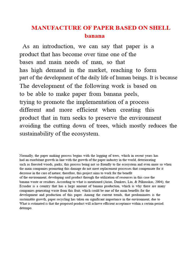 Sustainable Paper from Banana Peels | PDF