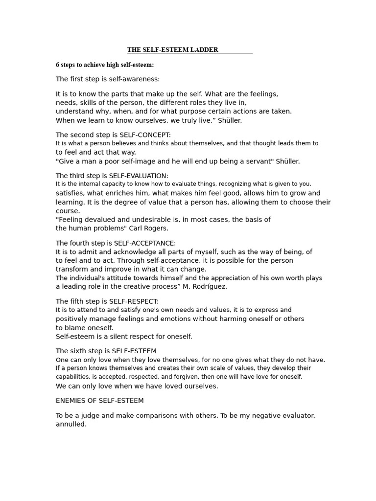 Steps to Build Self-Esteem | PDF | Self Esteem | Psychology