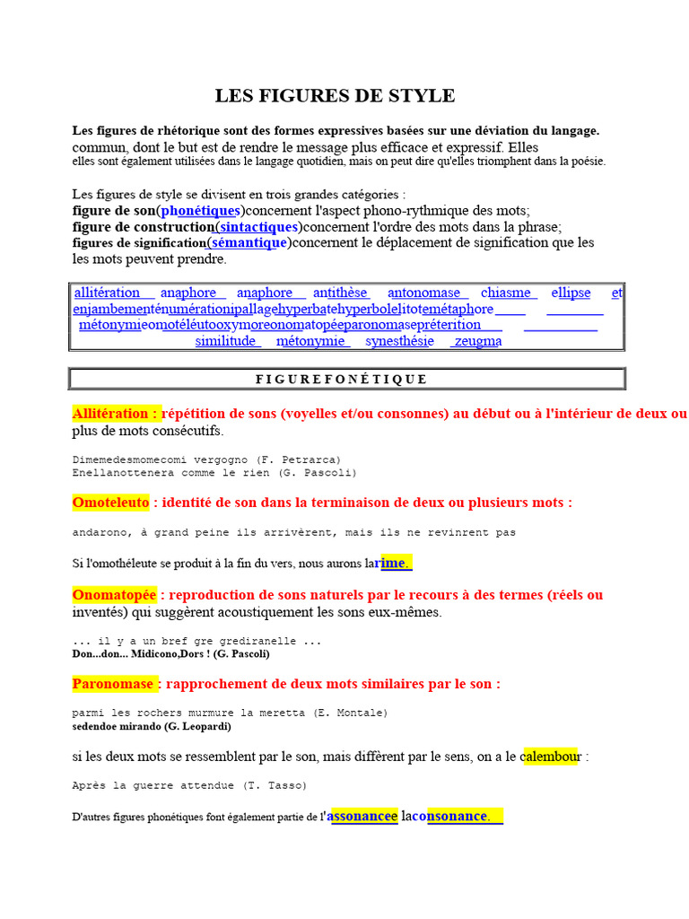 Figures de style en rhétorique | PDF | Métaphore | Linguistique