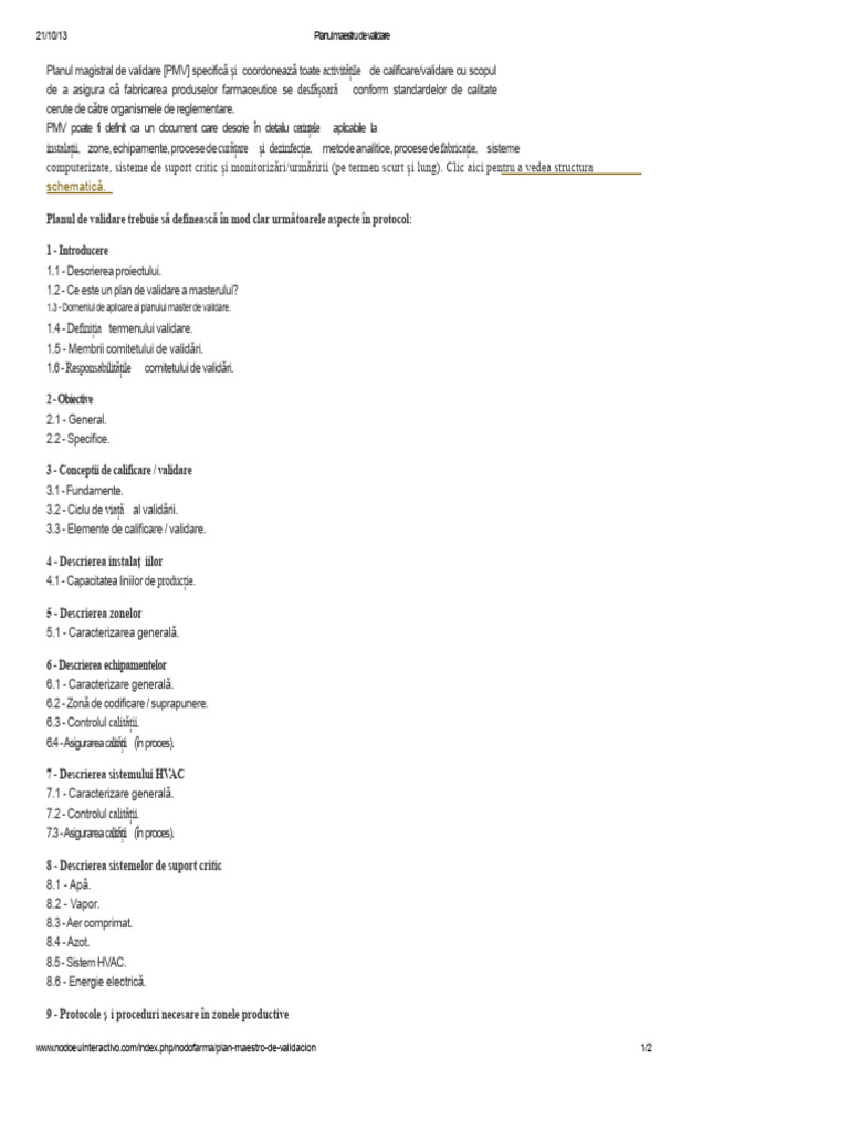 Planul de Validare Master | PDF