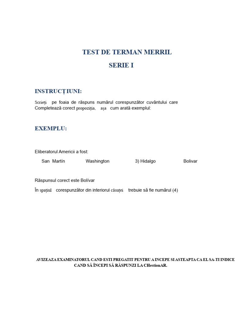 TESTUL Terman | PDF