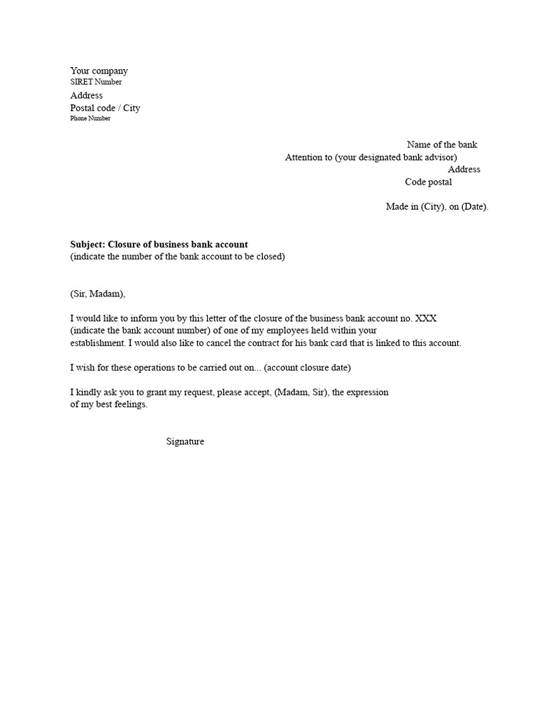 Business Account Closure Request | PDF